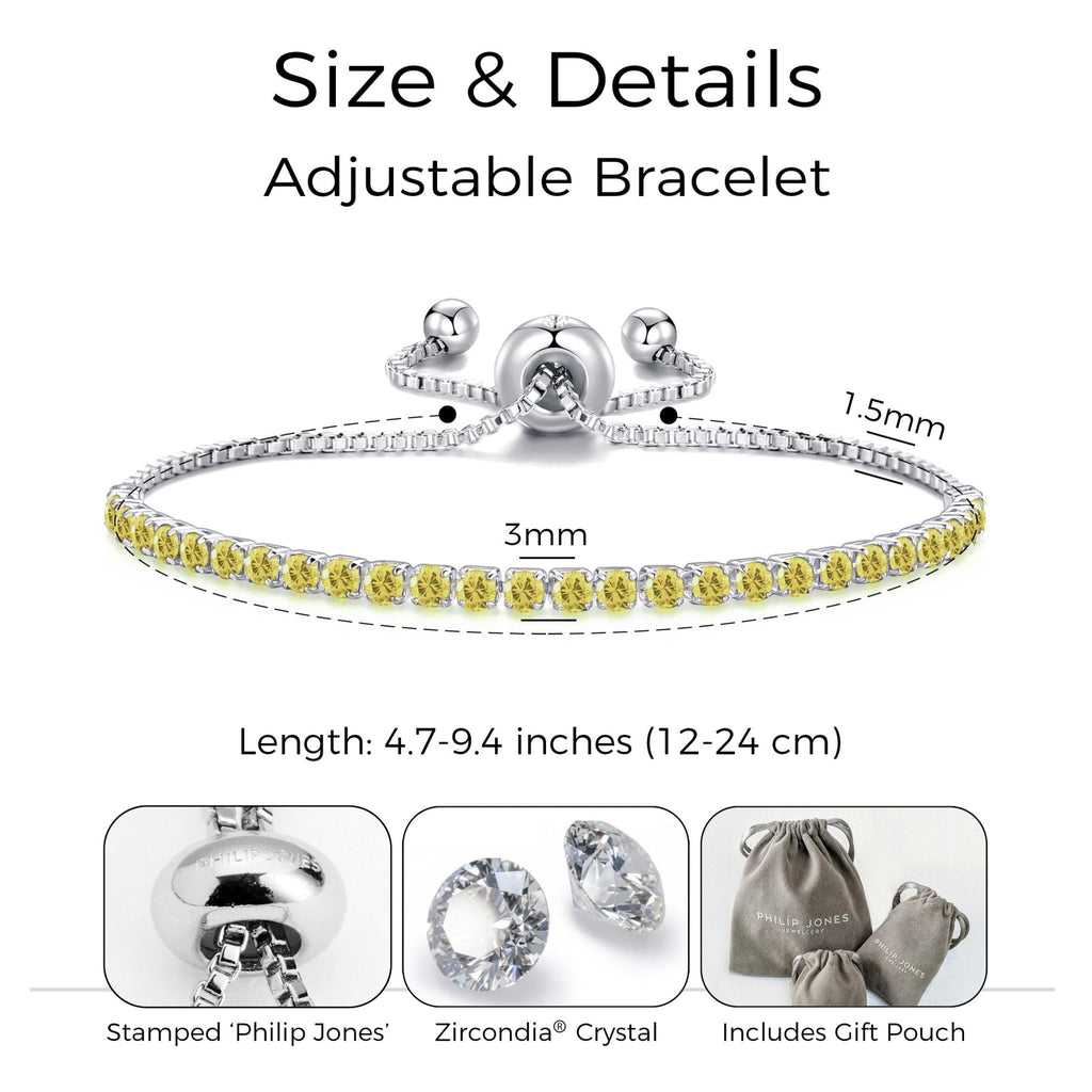 Yellow Tennis Friendship Slider Bracelet Created with Zircondia® Crystals